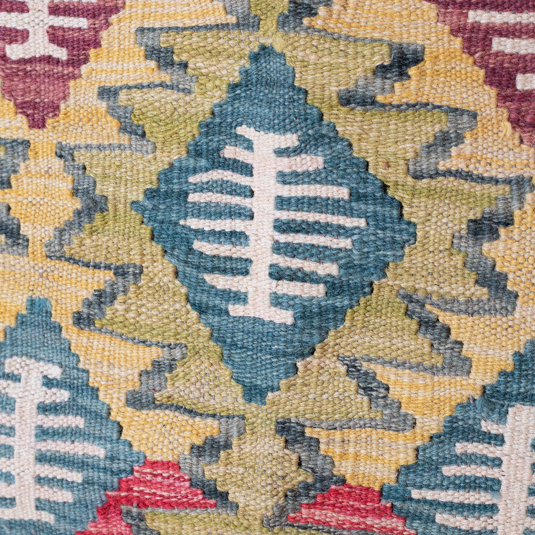 Handwoven Geometric Wool Area Rug in Yellow (2.5x5) - Uzbekistan Palace