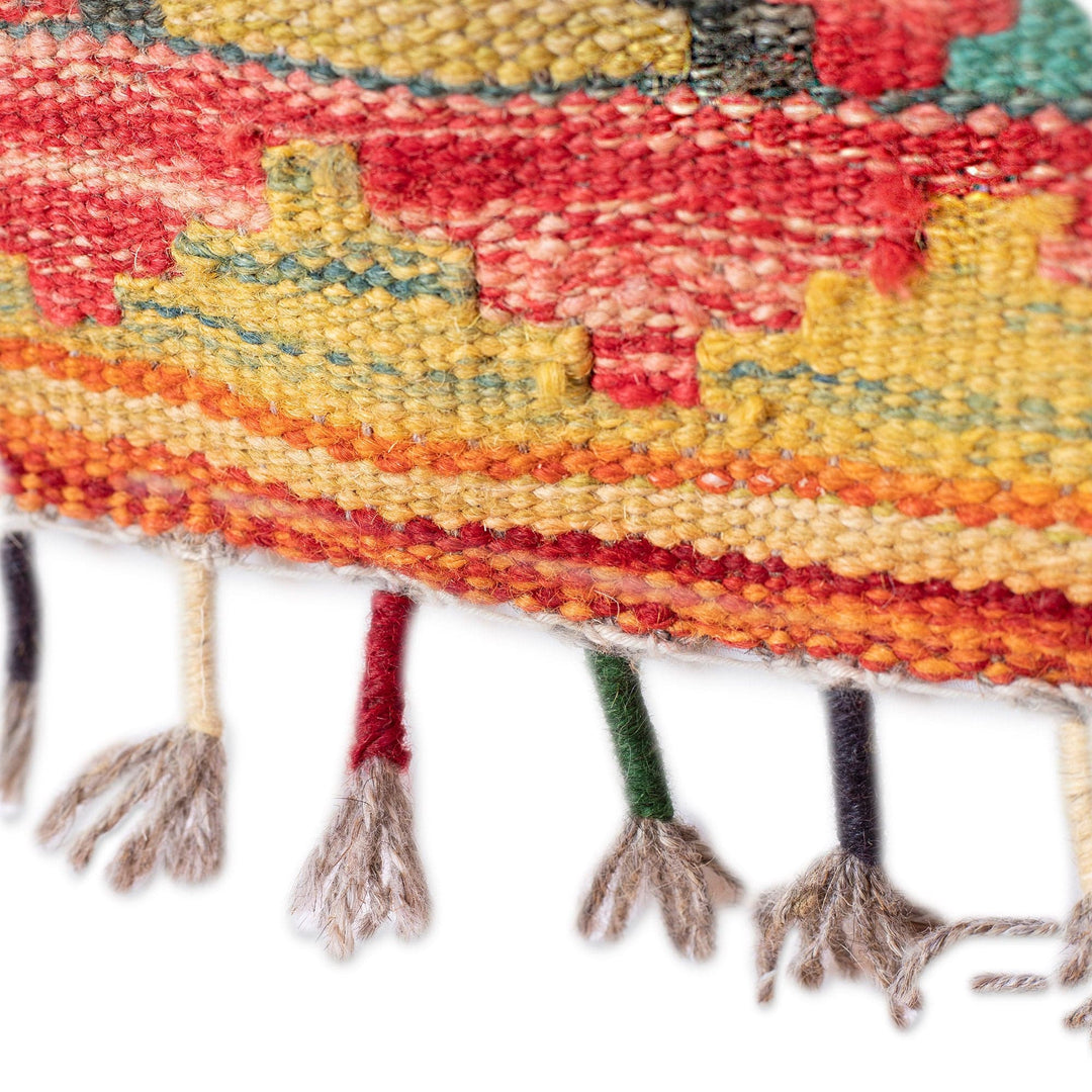 Handwoven Geometric Wool Area Rug in Yellow (2.5x5) - Uzbekistan Palace