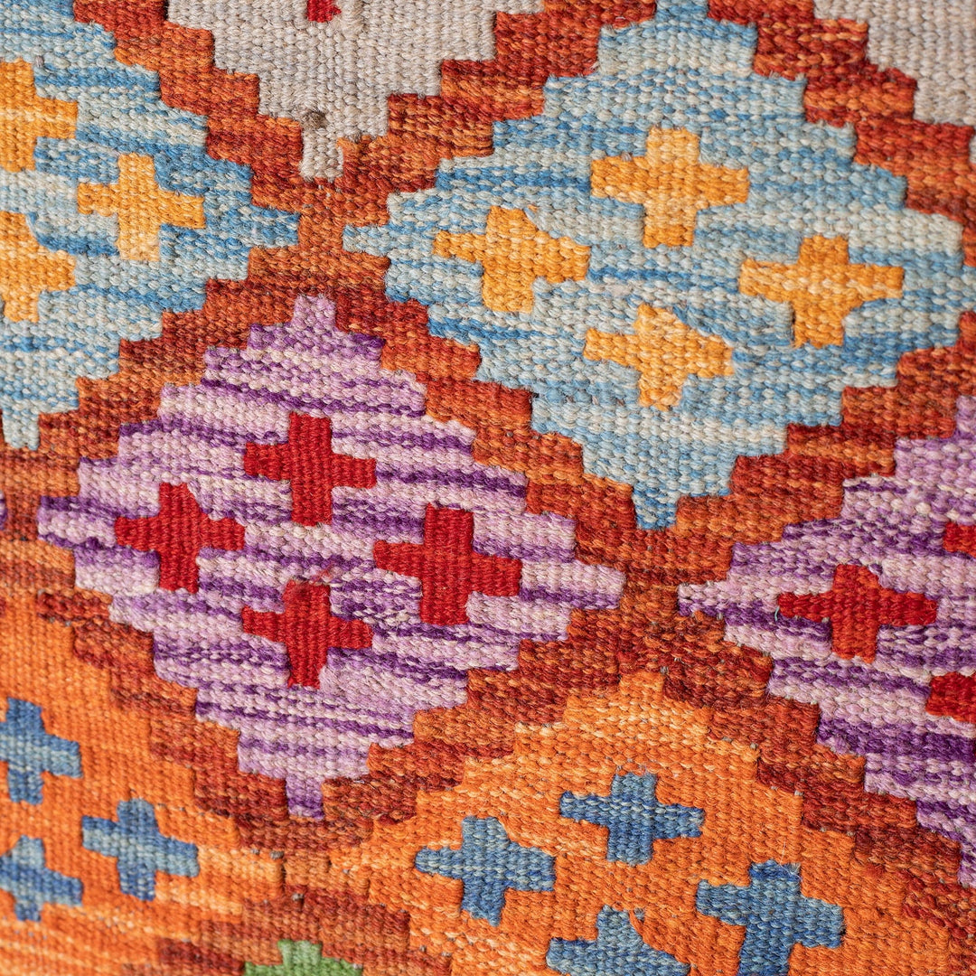 Handwoven Geometric Wool Area Rug in Vibrant Hues (3.5x5) - Sweet Mosaic