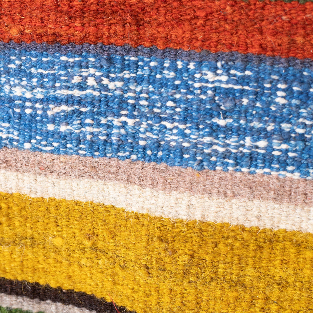 Handwoven Wool Area Rug in Orange and Blue (2.5x4.5) - Sunset Roads