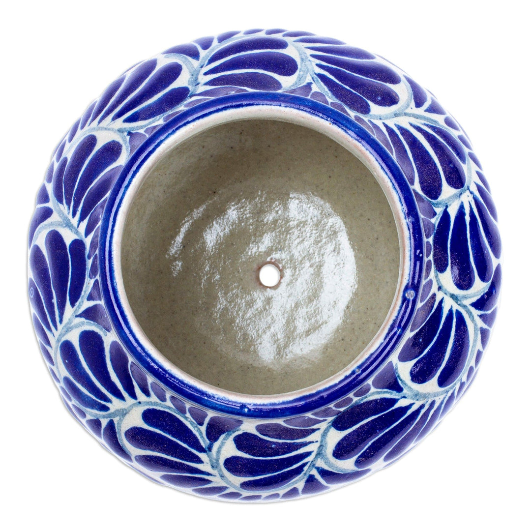 Leaf & Flower Hand-Painted Talavera-Style Ceramic Planter - Talavera Bloom