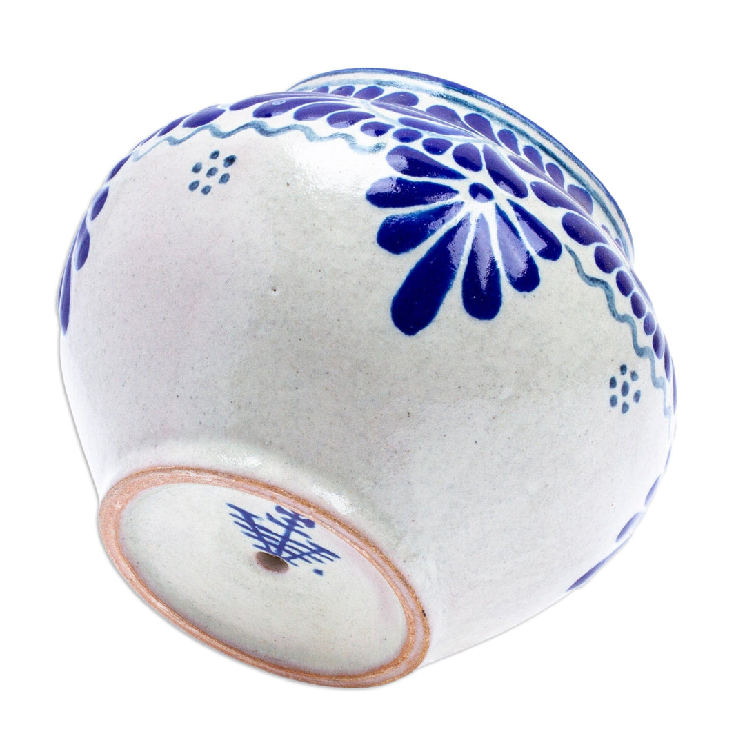 Leaf & Flower Hand-Painted Talavera-Style Ceramic Planter - Talavera Bloom