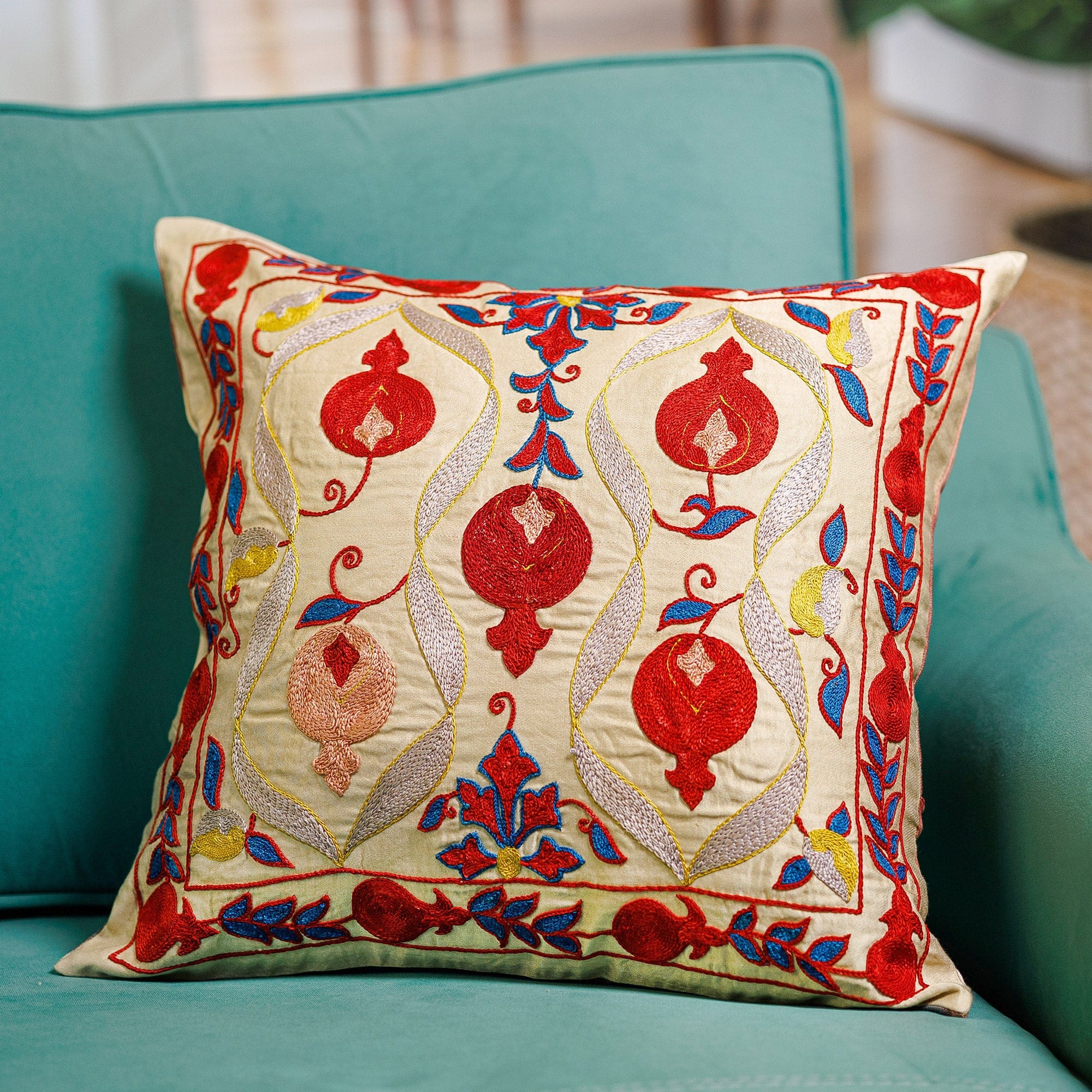 Pomegranate floral suzani pillow cover, 21.25 x 22.83 inch / 54 x 58 buy cm