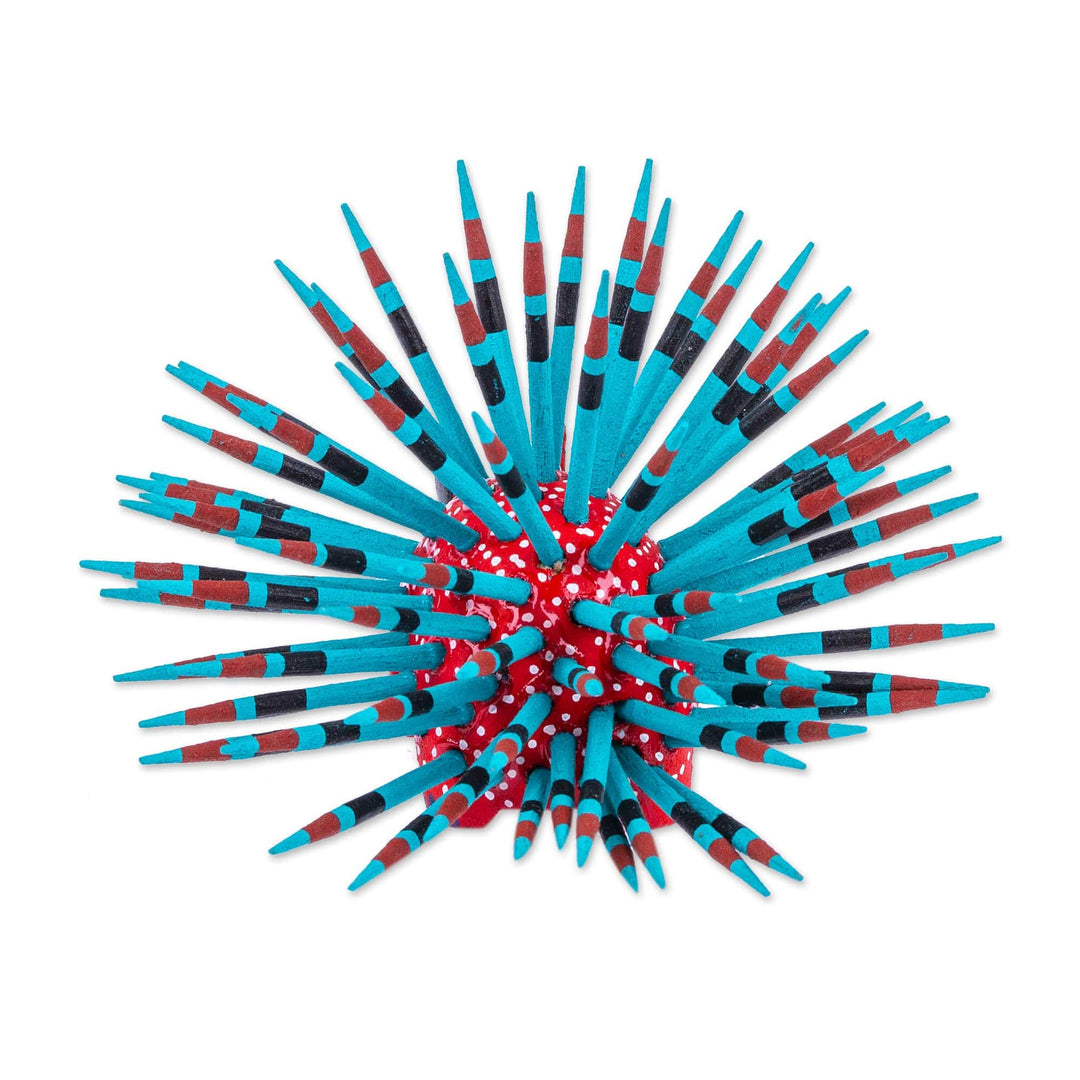 Hand-Painted Wood Alebrije Porcupine Figurine in Red - Cute Porcupine in Strawberry