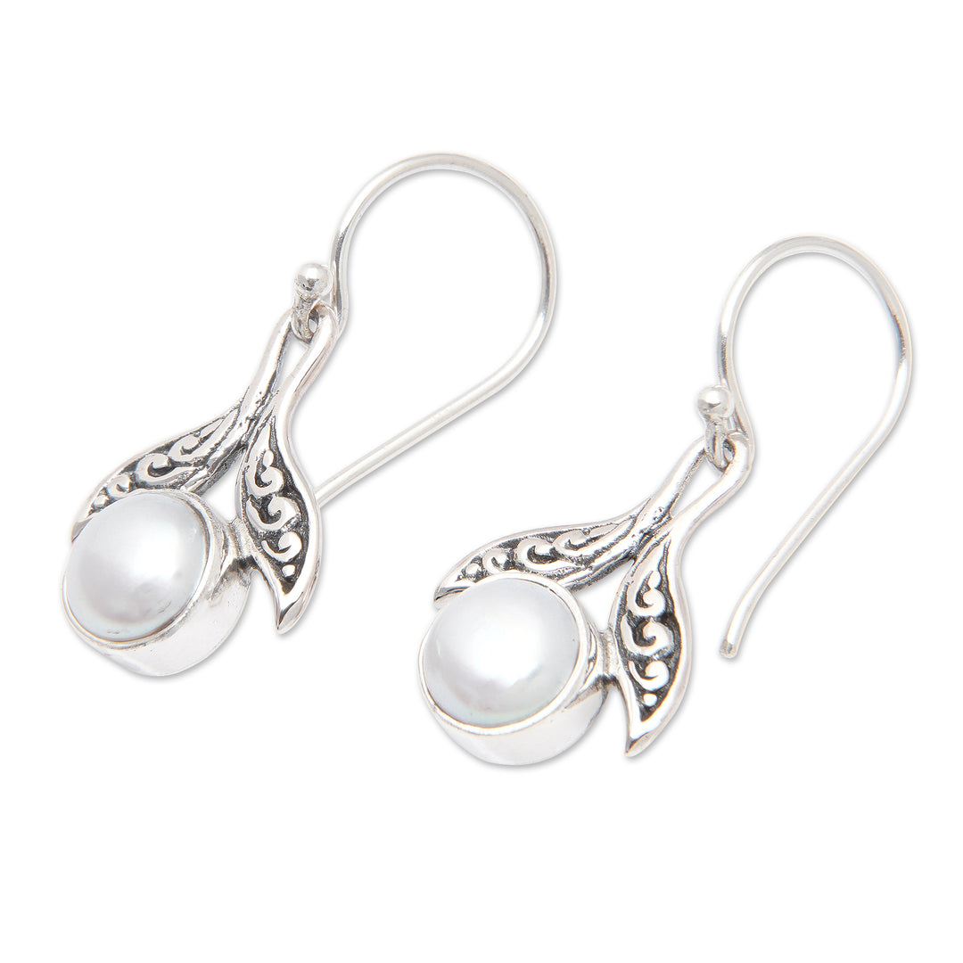 Sterling Silver Cultured Pearl Fishtail Dangle Earrings - Celestial Purity