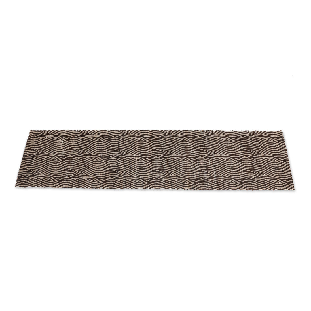 Ikat-Inspired Brown Cotton Blend Table Runner Made in Bali - Brown Delight