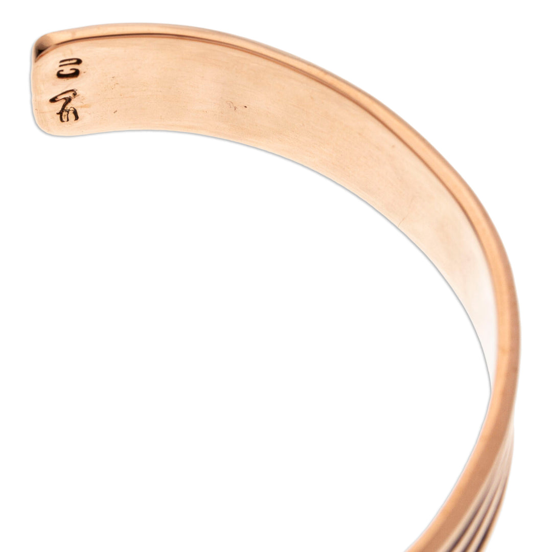 Copper Cuff Bracelet with Stripes Made in Mexico - Streaky Charm