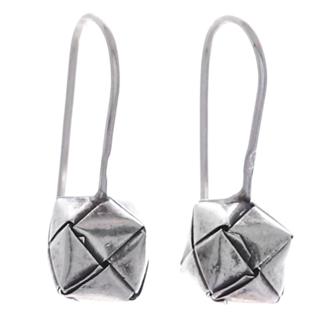 Polished Geometric Silver Drop Earrings Crafted in Thailand - Future Me