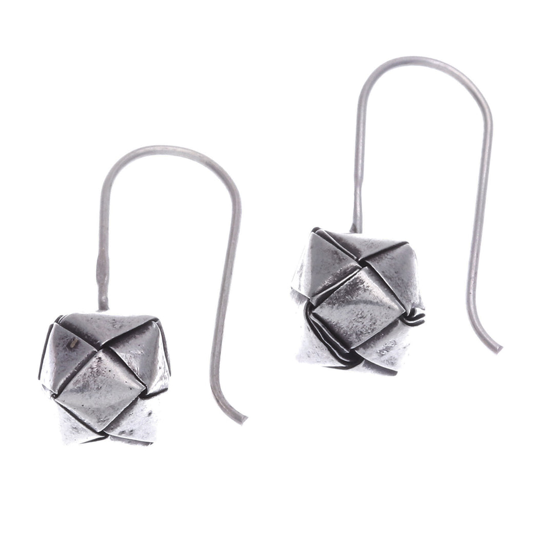 Polished Geometric Silver Drop Earrings Crafted in Thailand - Future Me