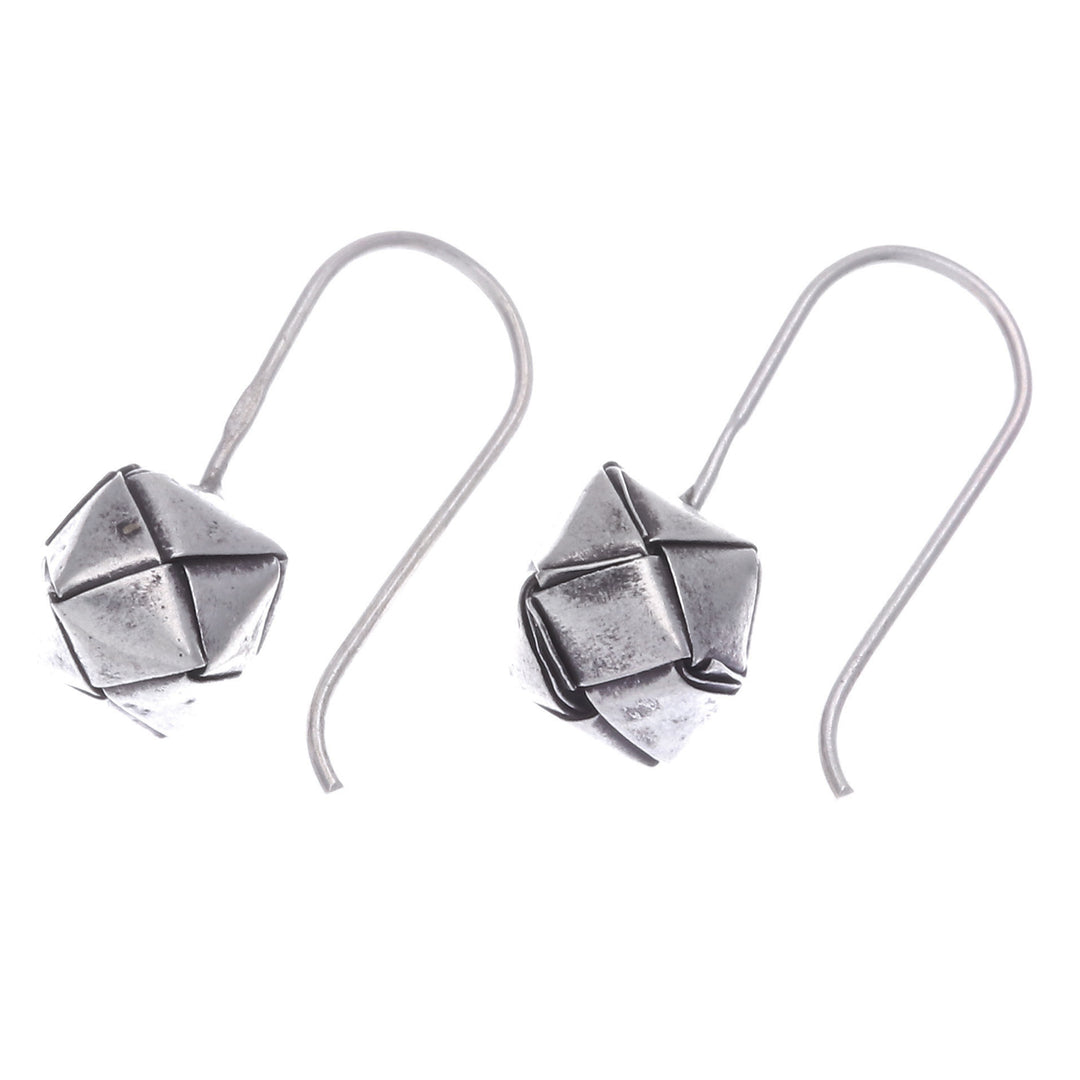 Polished Geometric Silver Drop Earrings Crafted in Thailand - Future Me
