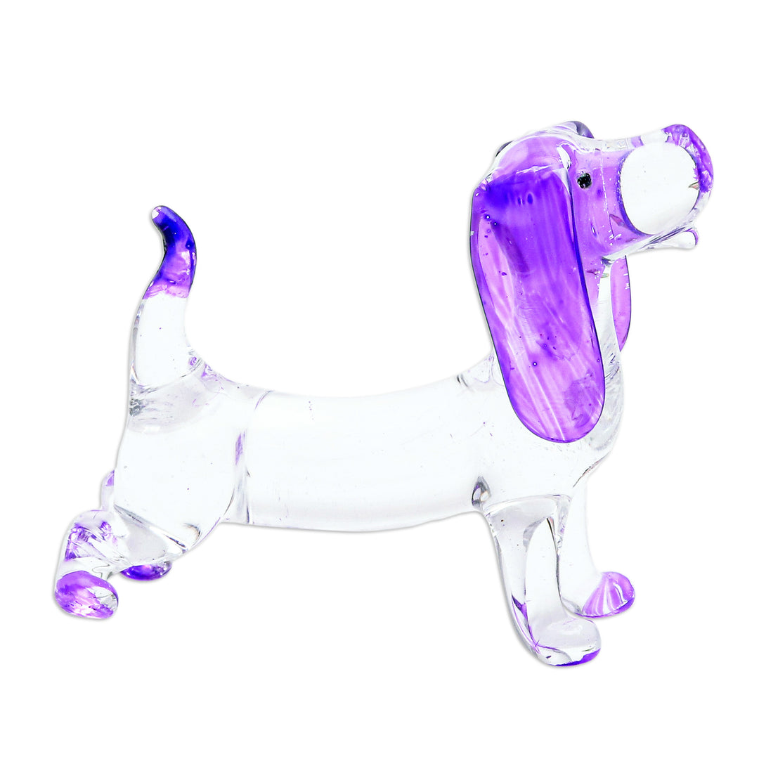 Handblown Glass Beagle Dog Figurine in Purple - Creativity Beagle