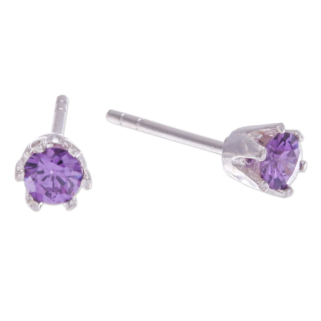 Faceted Purple Amethyst Sterling Silver Stud Earrings - Wisdom Blooms