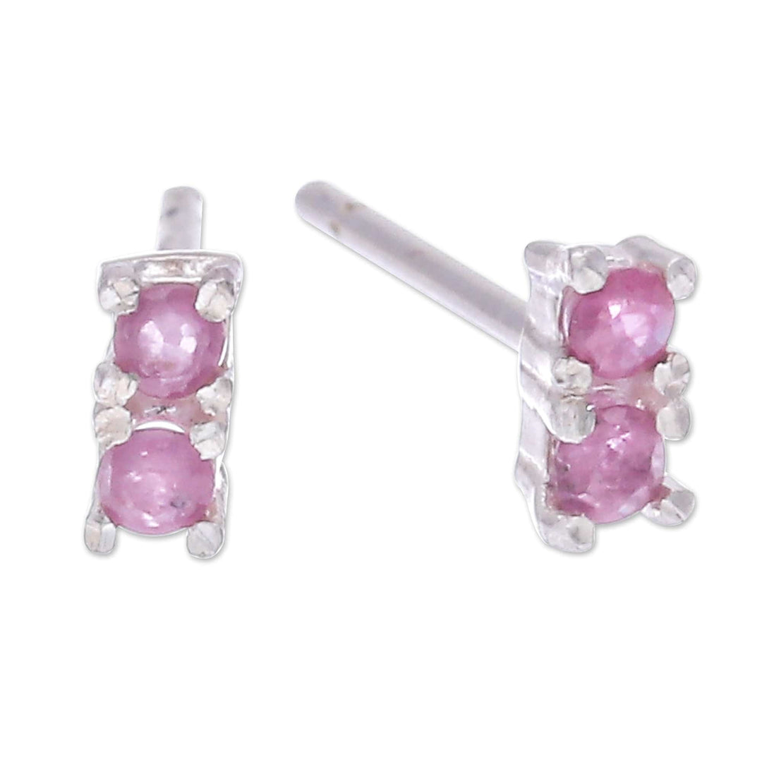 Faceted Round Ruby Stud Earrings in a High Polish Finish - Empress of Passion