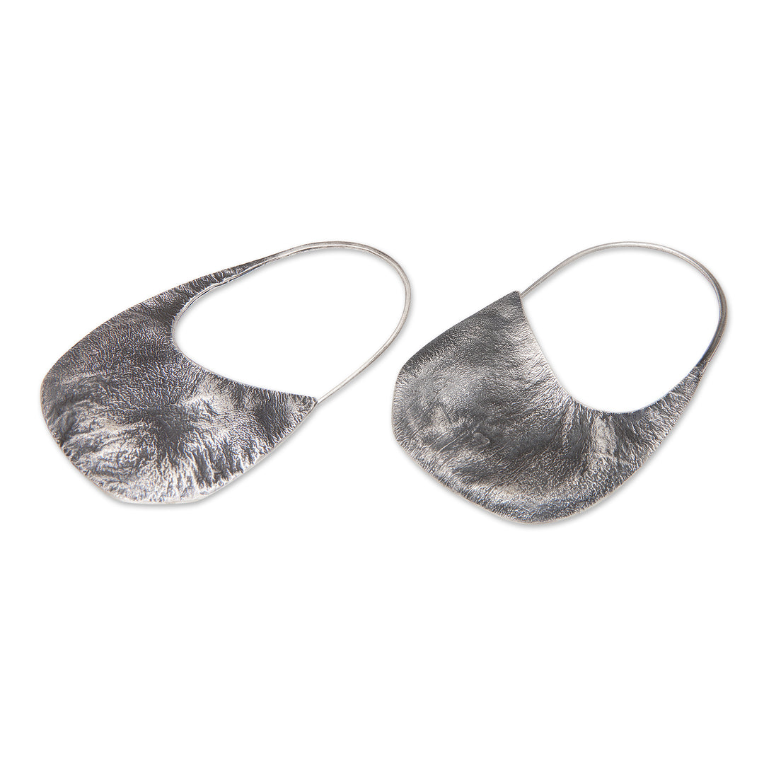 Textured Finished Minimalist Sterling Silver Hoop Earrings - Style Lock