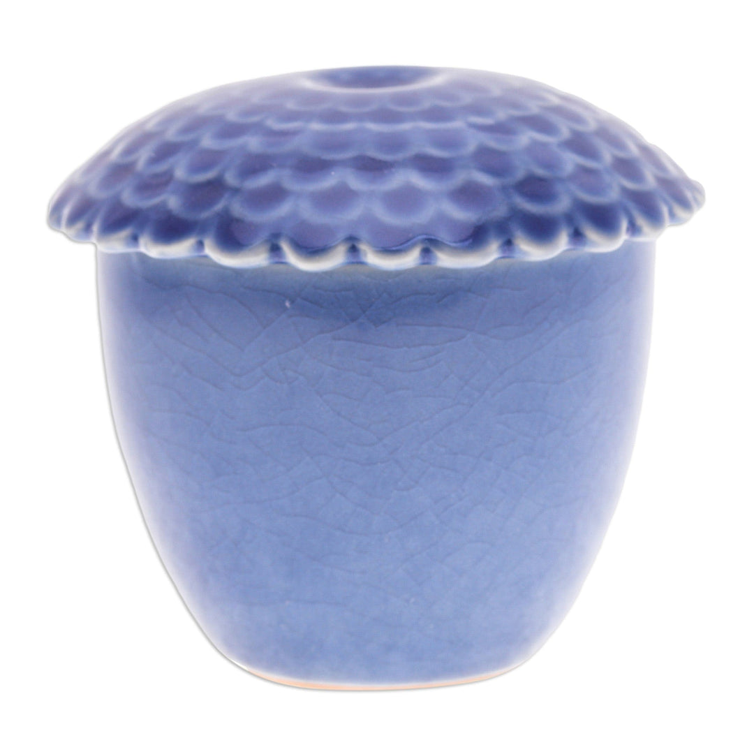 Blue Handmade Celadon Ceramic Sunflower Themed Salsa Bowl - Sunflower in Blue
