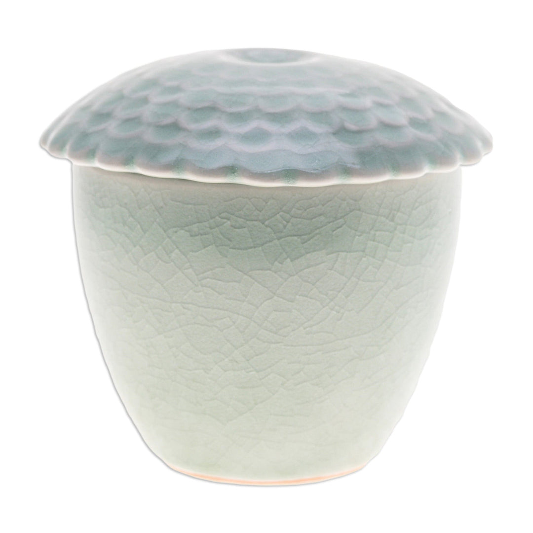 Green Handmade Celadon Ceramic Sunflower Themed Salsa Bowl - Sunflower in Green