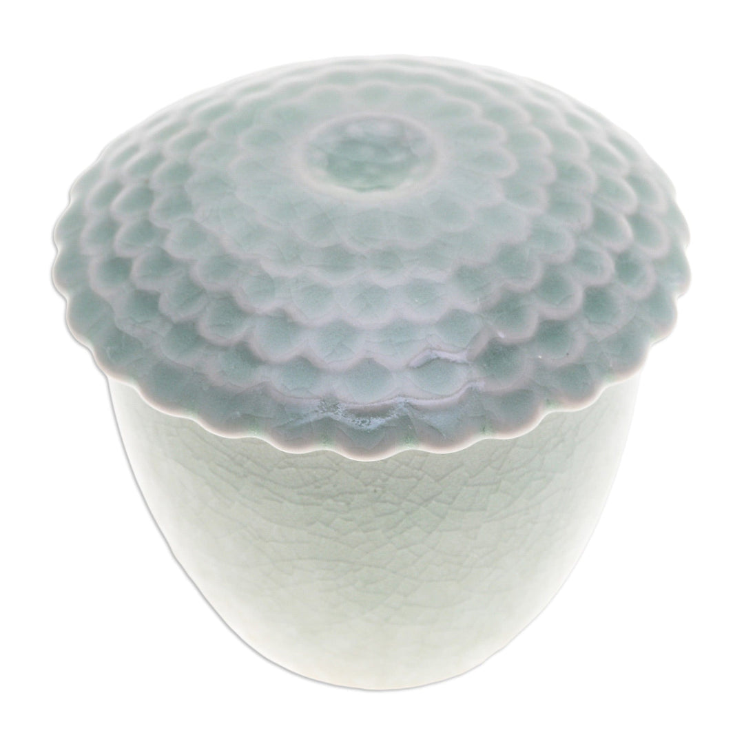 Green Handmade Celadon Ceramic Sunflower Themed Salsa Bowl - Sunflower in Green