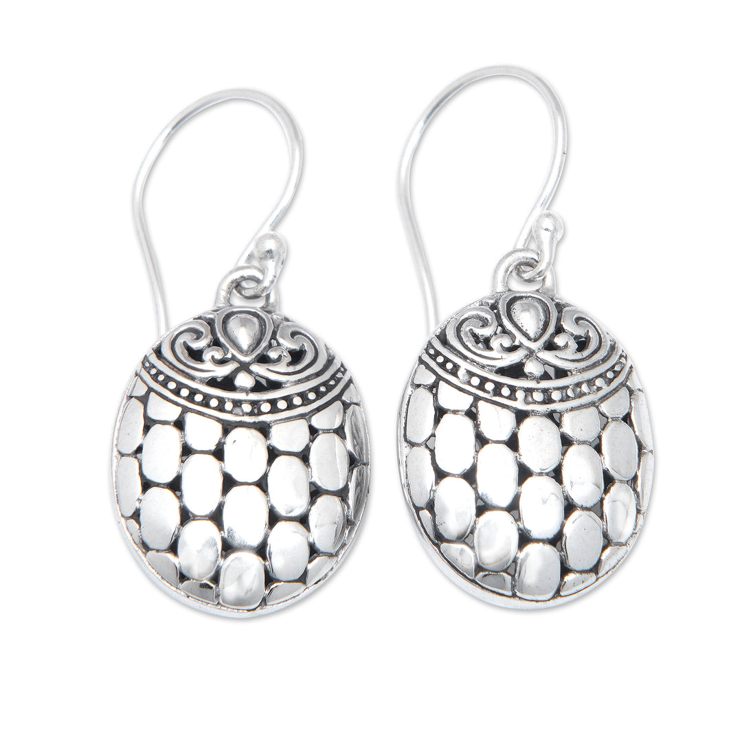 Sterling Silver Dangle Earrings with Armadillo Theme - Balinese Armadillo