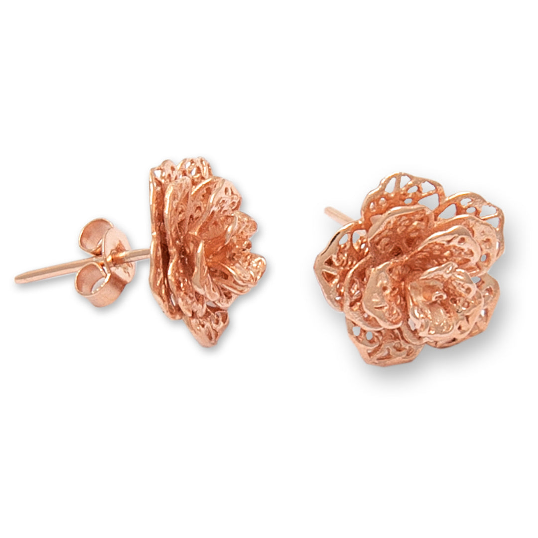 Polished Floral 18k Rose Gold-Plated Button Earrings - Primaveral Rose