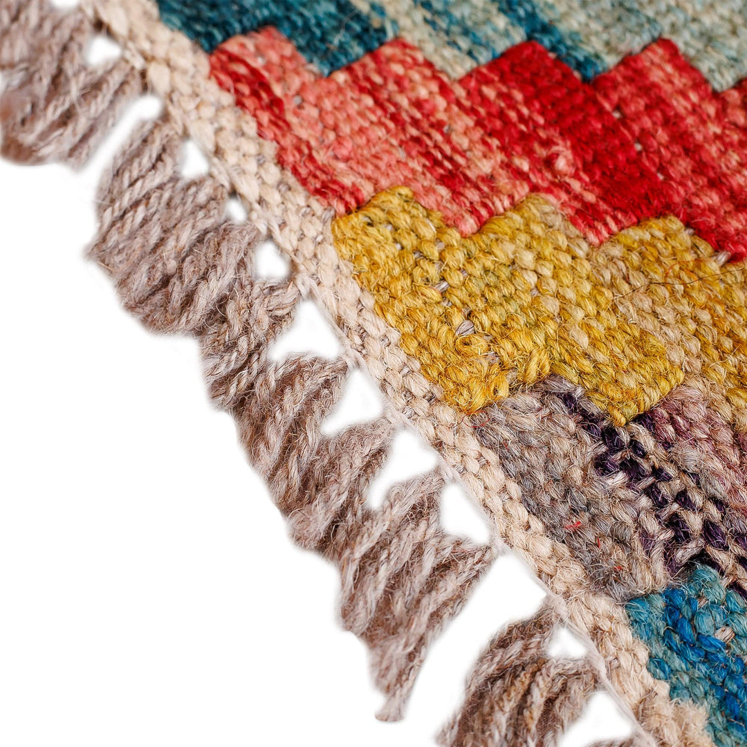 1.5x1.5 Uzbek Hand-Knotted Geometric-Themed Wool Area Rug - Magnetic Rhombus