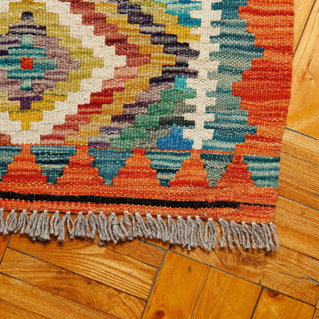 Hand-Knotted Wool Area Rug with Geometric Motifs (2x3) - Creative Patterns