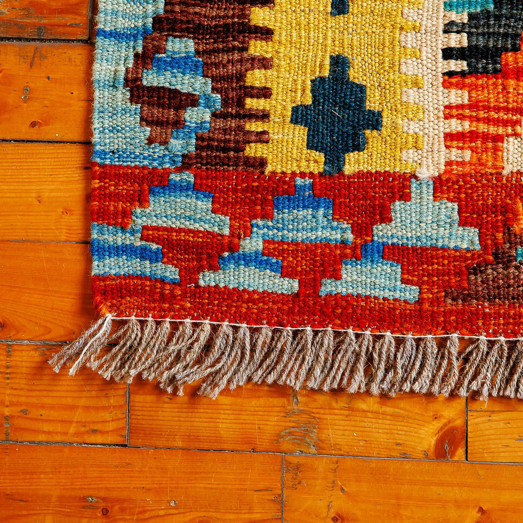 Hand-Knotted Wool Area Rug with Rhombus Motifs (3x5) - Sublime Geometry