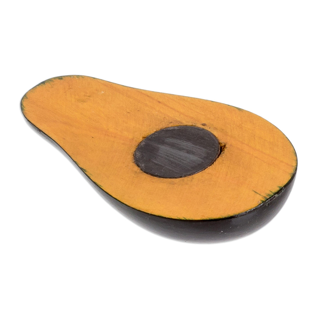 Hand-Painted Hand-Carved Cypress Wood Avocado Magnet - Nature's Avocado