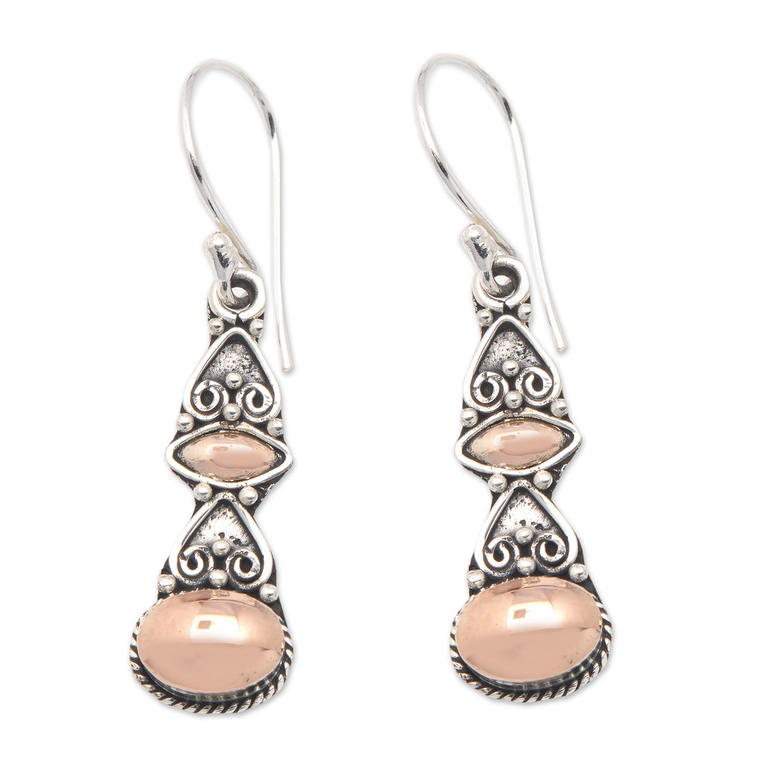 Traditional 18k Gold-Accented Dangle Earrings from Bali - Golden Glare