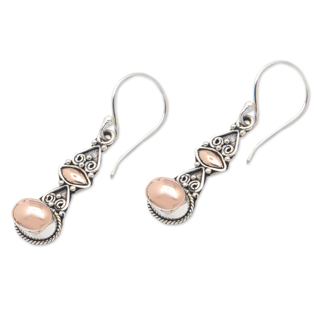 Traditional 18k Gold-Accented Dangle Earrings from Bali - Golden Glare