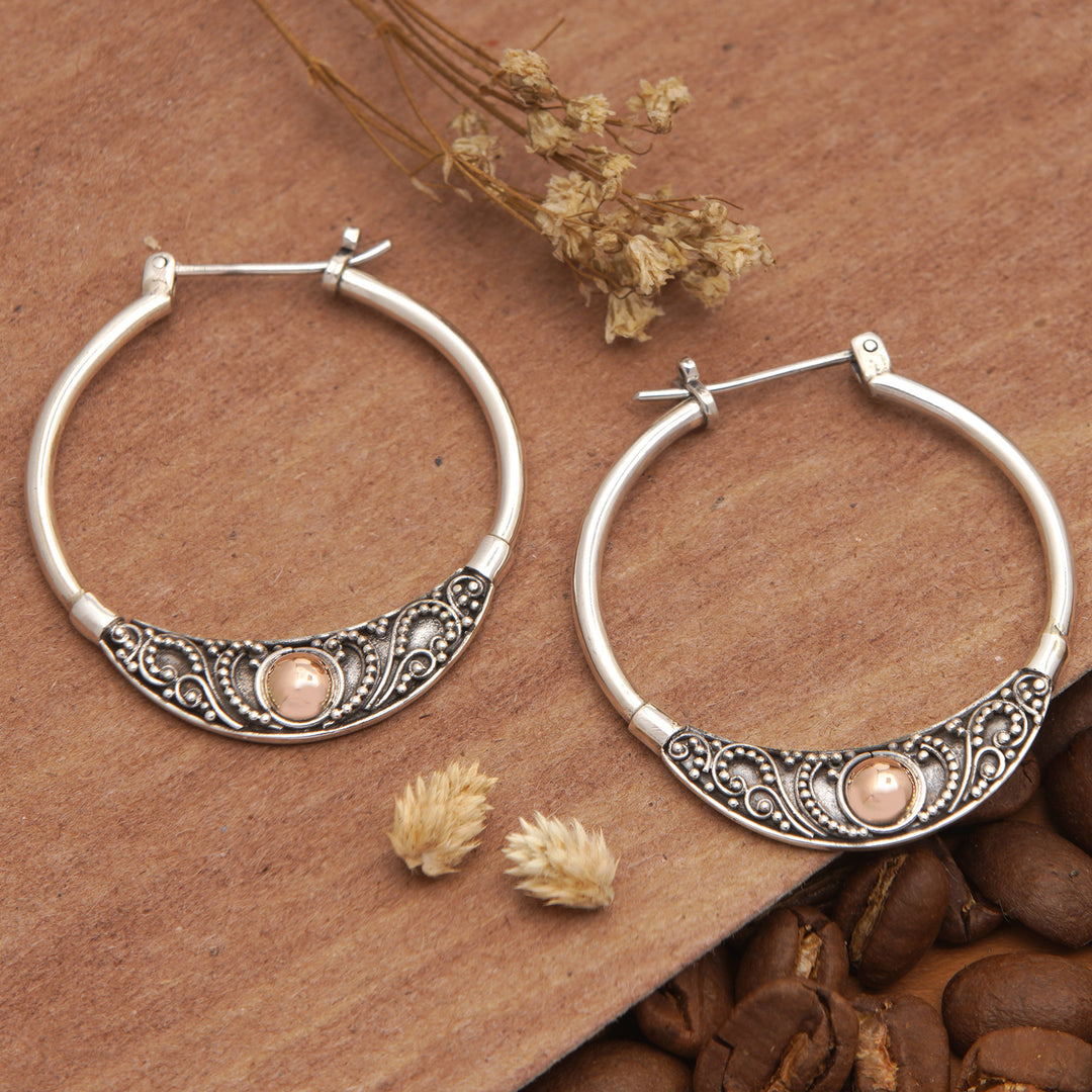 Traditional 18k Gold-Accented Hoop Earrings from Bali - Kingdom Flair