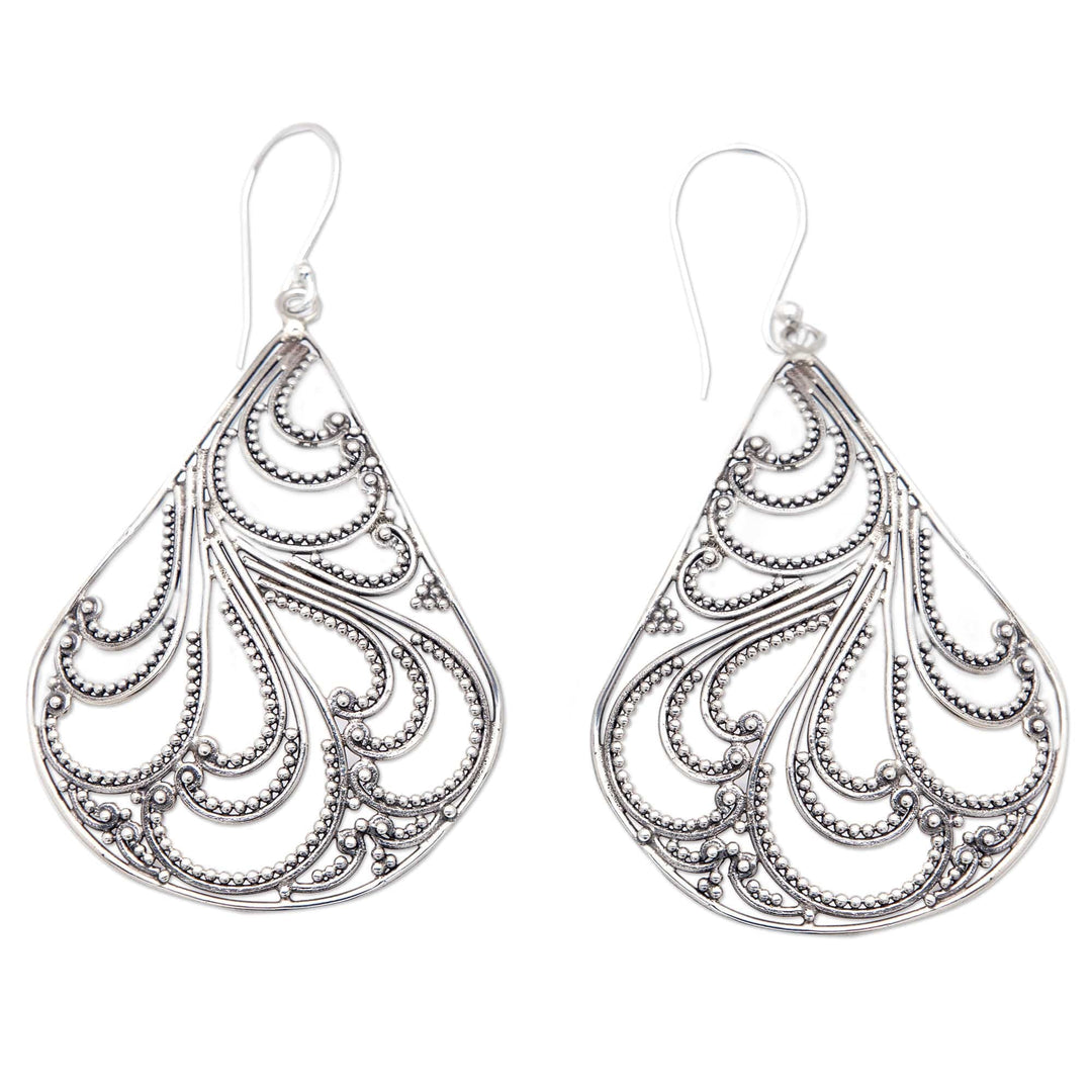 Balinese Classic Sterling Silver Filigree Dangle Earrings - Elegance in Bali