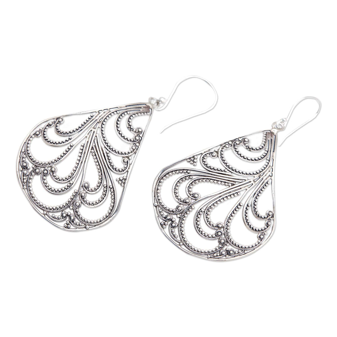 Balinese Classic Sterling Silver Filigree Dangle Earrings - Elegance in Bali