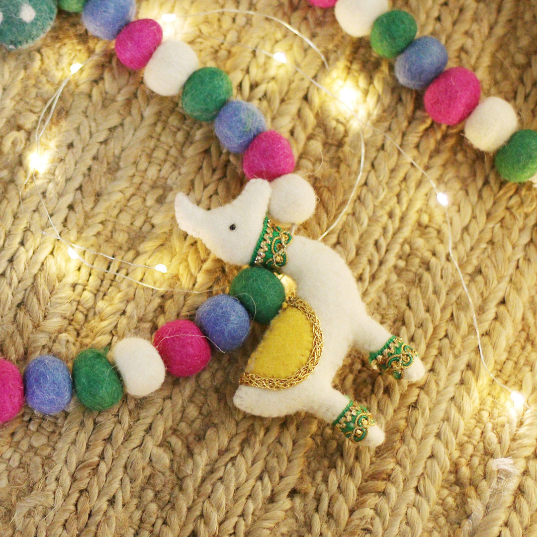 Colorful Llama and Cactus-Themed Wool Felt Garland - Festive Llamas