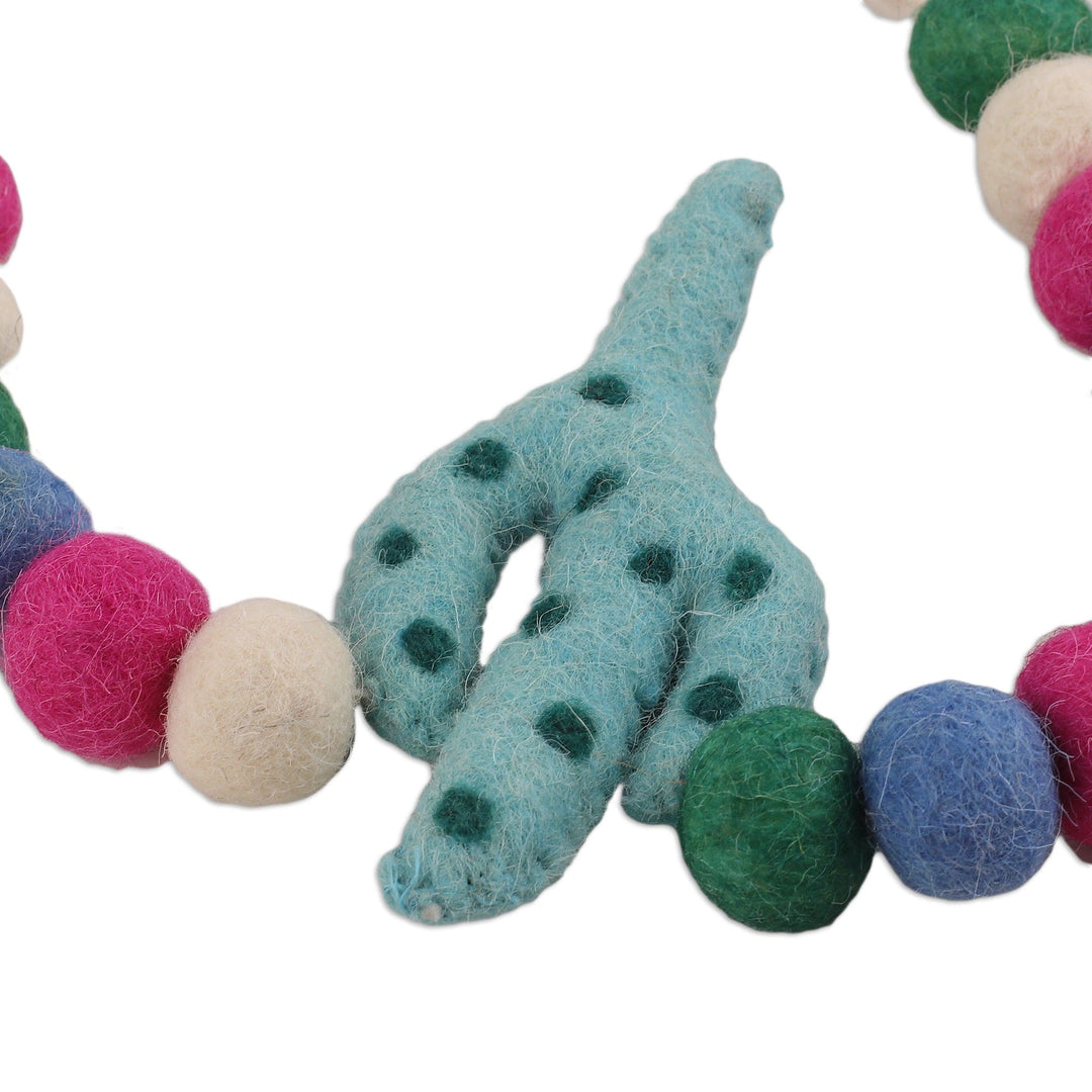 Colorful Llama and Cactus-Themed Wool Felt Garland - Festive Llamas