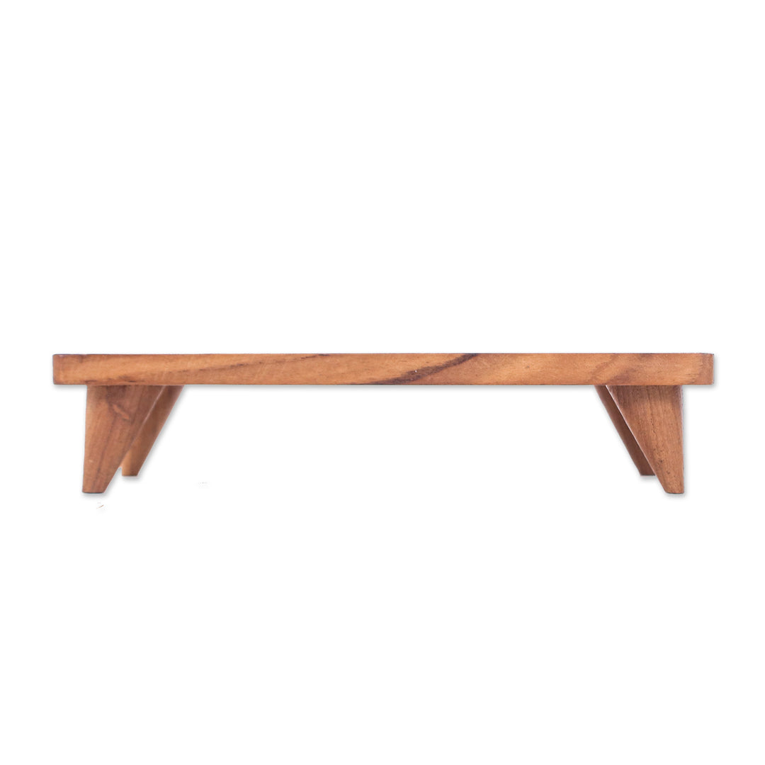 Hand-Carved Minimalist Teak Wood Decorative Tray (Medium) - Welcome Elegance