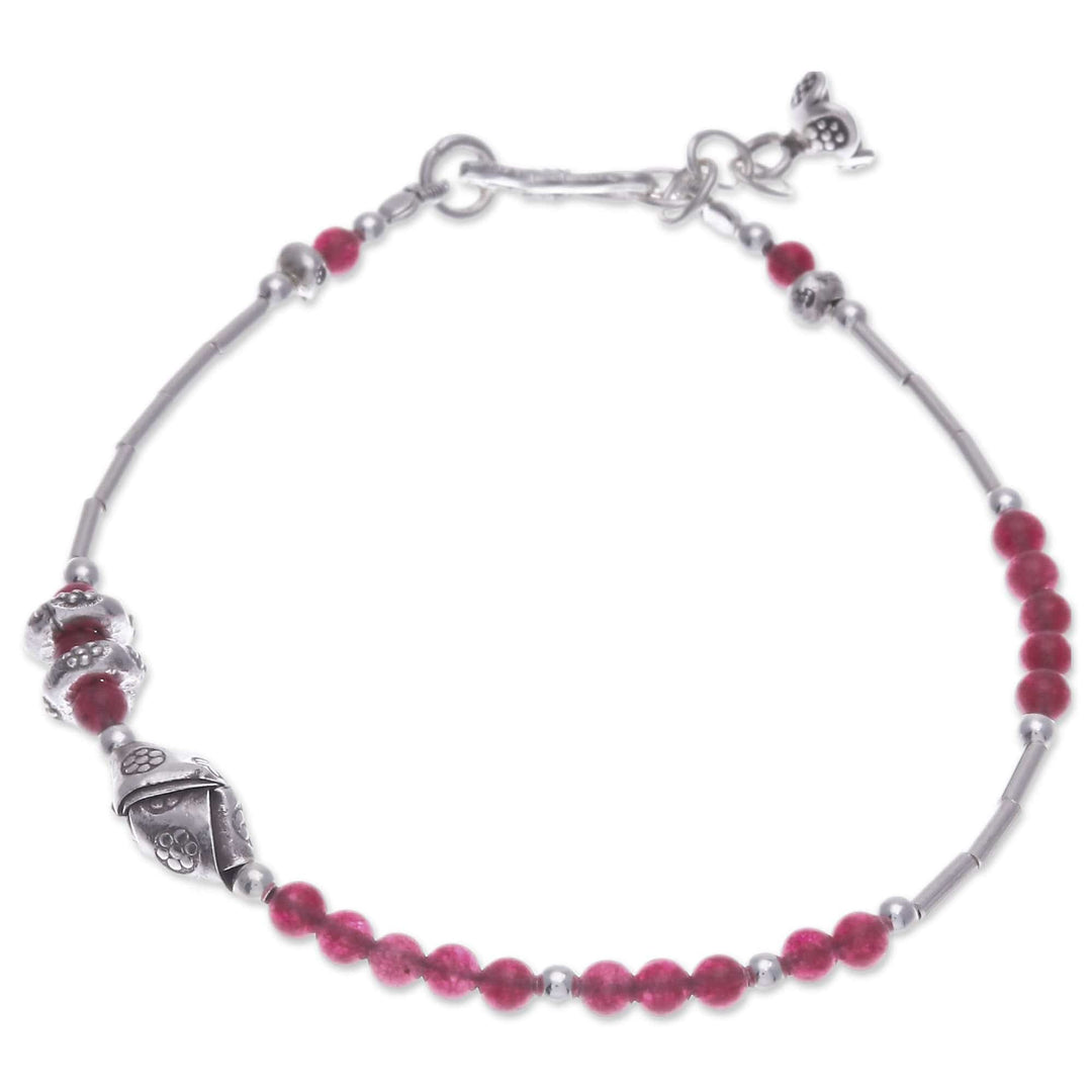 Hill Tribe Quartz and Silver Beaded Charm Pendant Bracelet - Precious Bloom