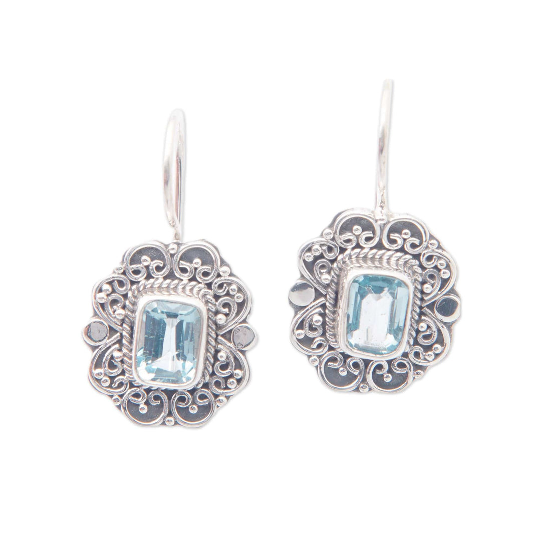 Classic Sterling Silver Drop Earrings with Blue Topaz Jewels - Palace of the Loyal