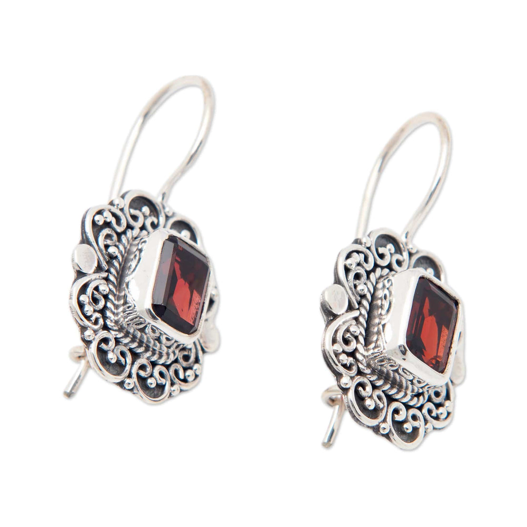 Classic Sterling Silver Drop Earrings with Garnet Jewels - Palace of the Lovers