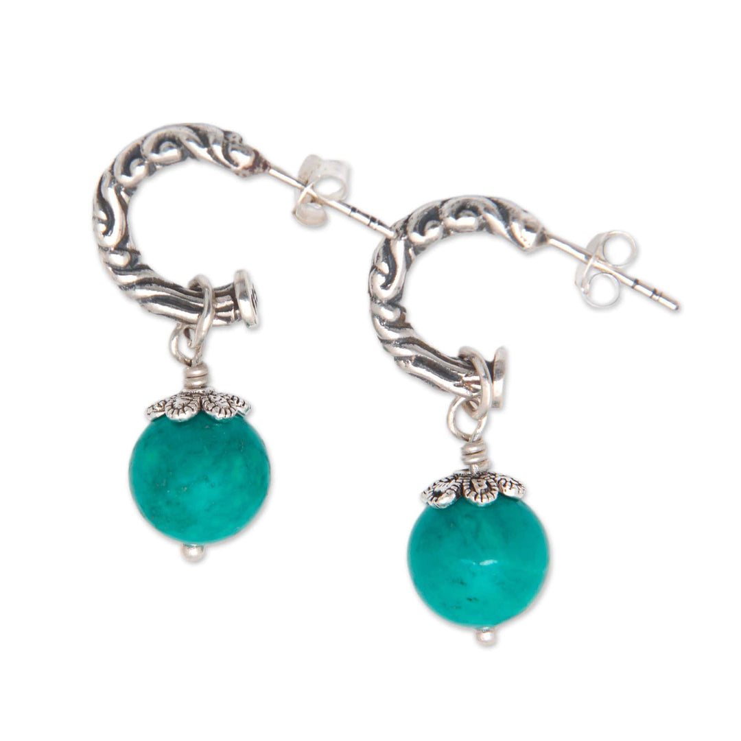 Classic Reconstituted Turquoise Half-Hoop Dangle Earrings - Heal the World