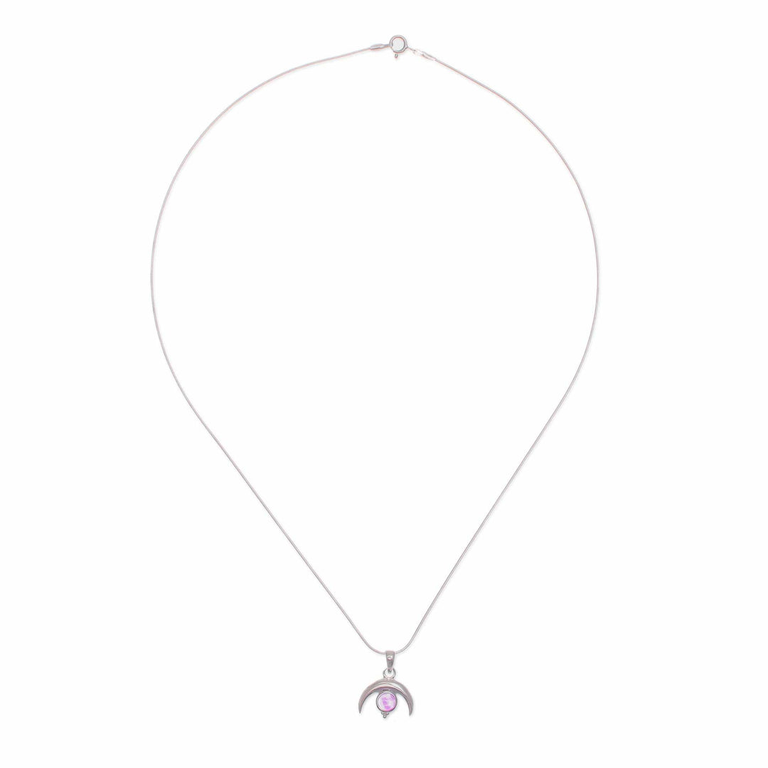 Moon-Shaped Natural Amethyst Pendant Necklace - Moon on The Garden