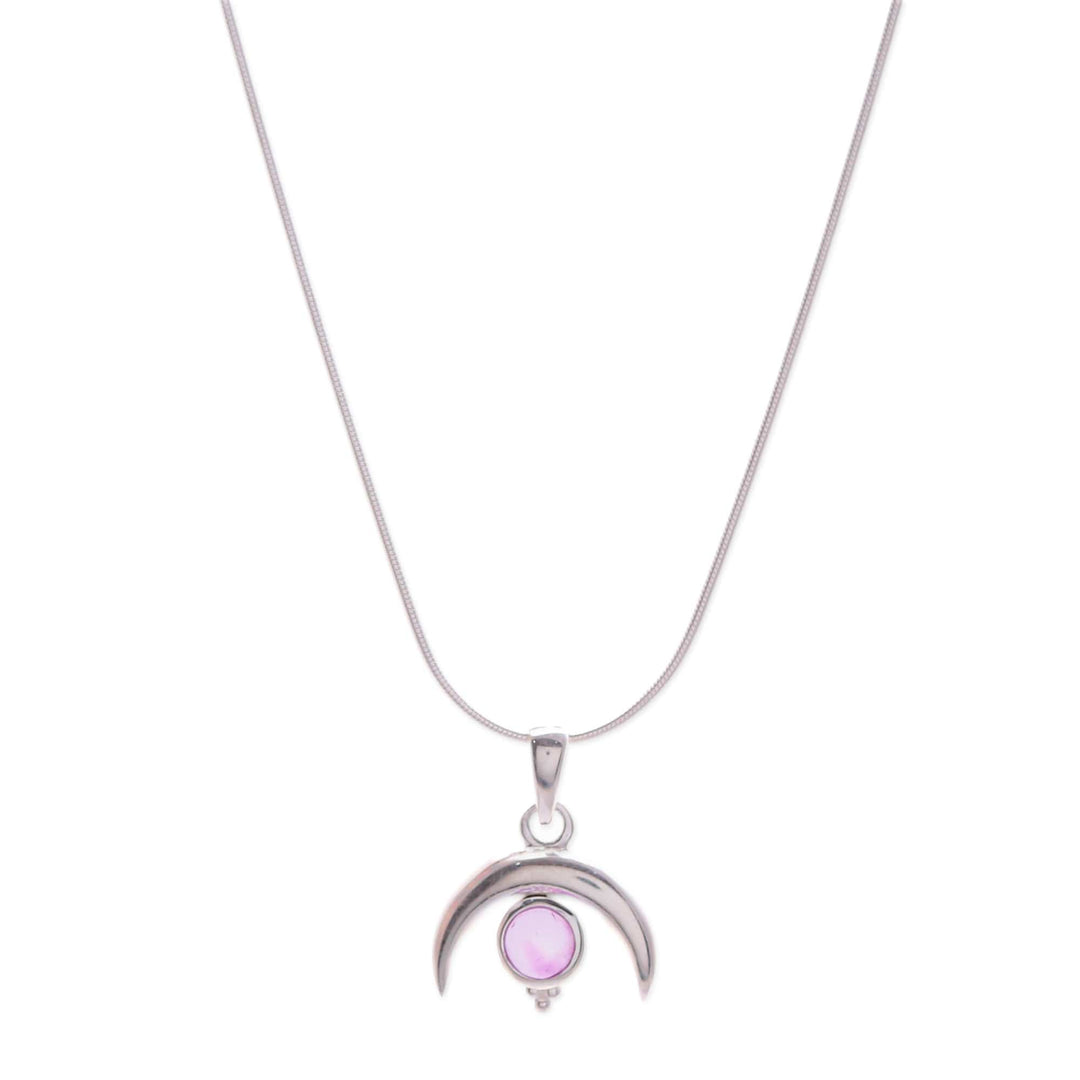 Moon-Shaped Natural Amethyst Pendant Necklace - Moon on The Garden