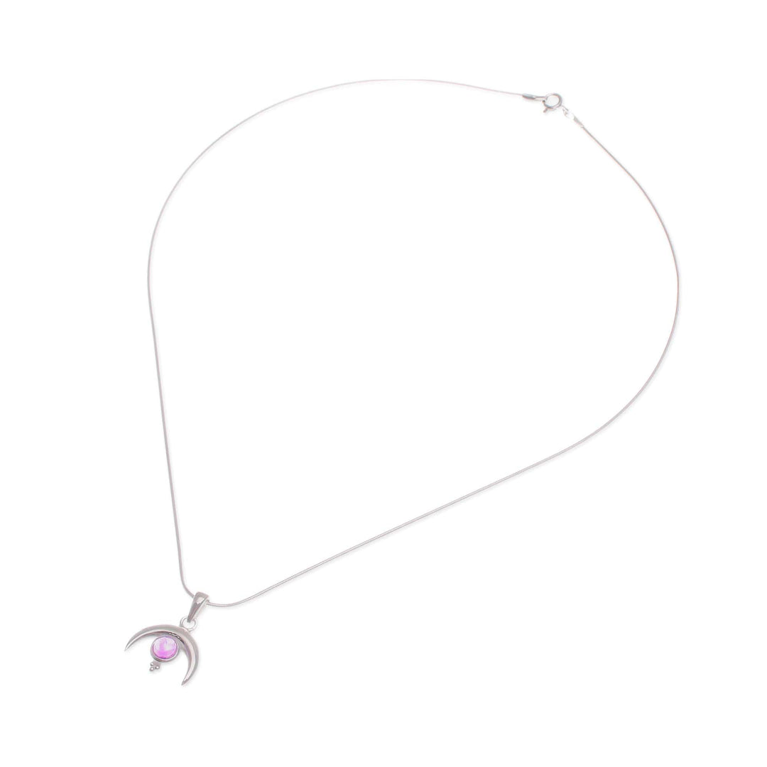 Moon-Shaped Natural Amethyst Pendant Necklace - Moon on The Garden