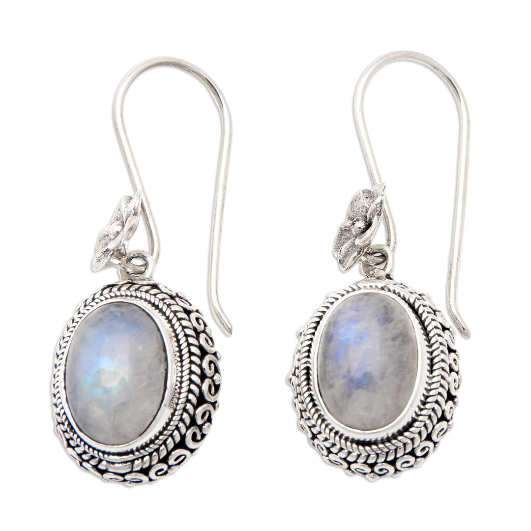 Traditional Natural Rainbow Moonstone Dangle Earrings - Queen Moonlight