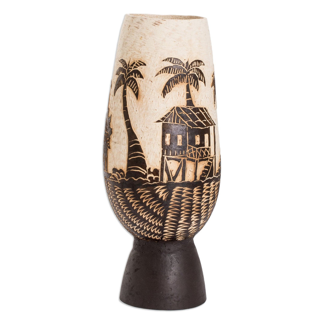 Handcrafted Dried Gourd Caribbean Town Decorative Accent - Caribbean Landscape