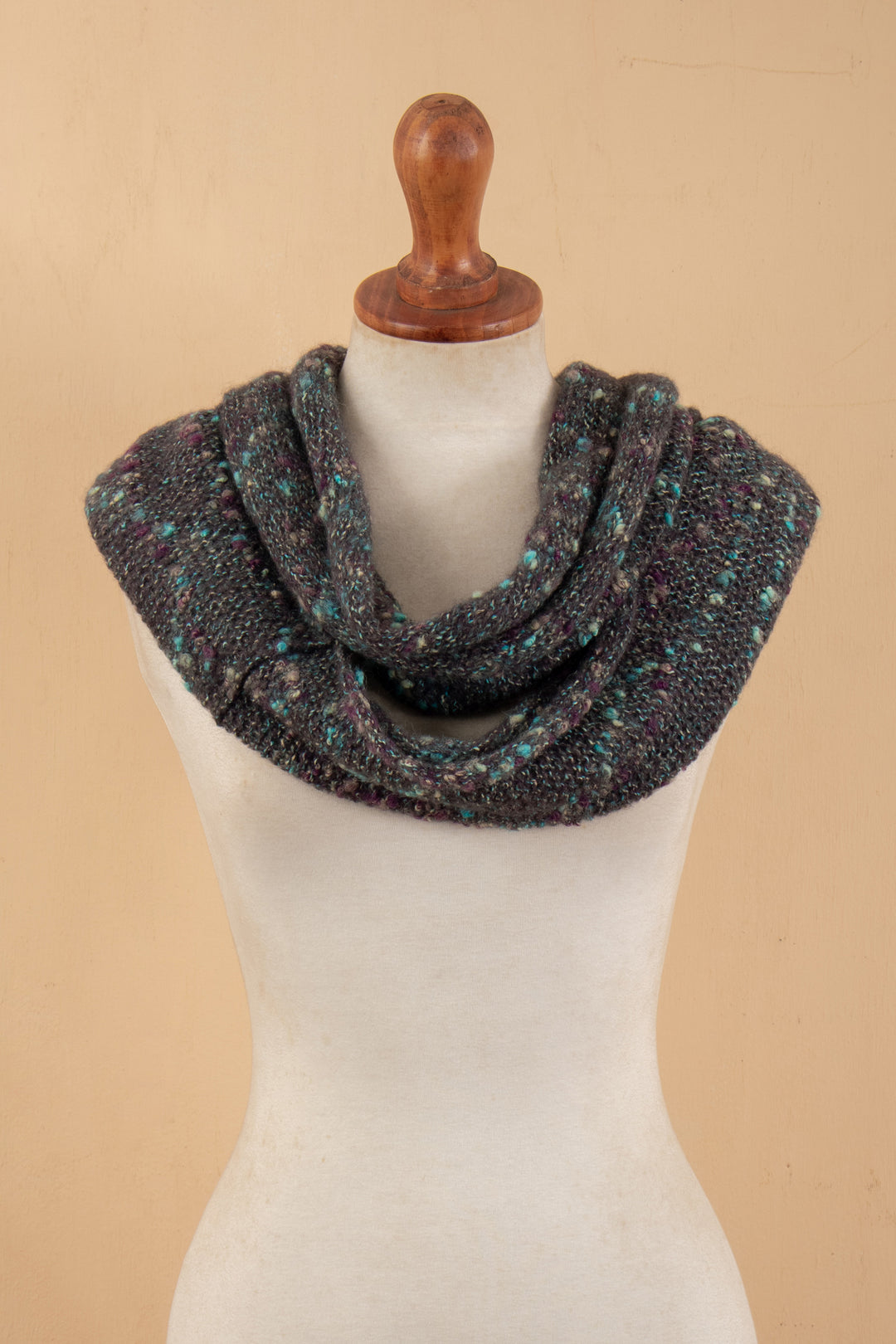 Knit Alpaca Blend Neck Warmer in Black Crafted in Peru - Solstice