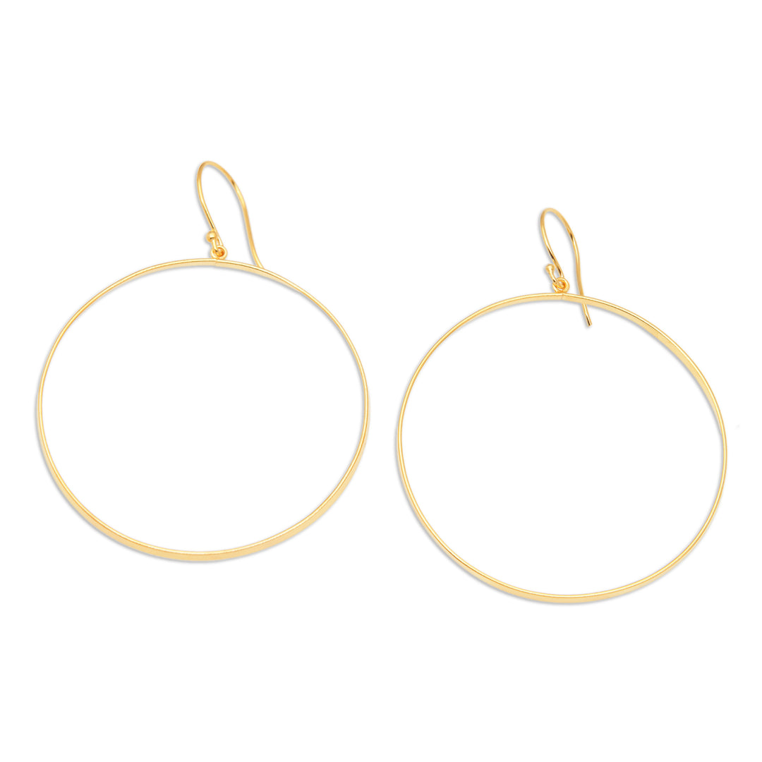 High Polished Round 18k Gold-Plated Dangle Earrings - Triumphal Infinity