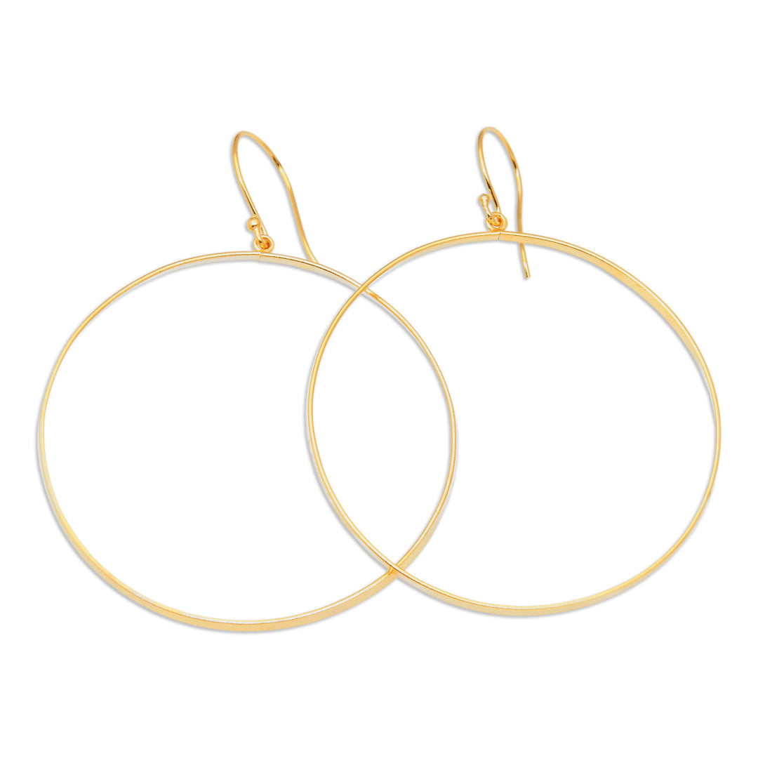 High Polished Round 18k Gold-Plated Dangle Earrings - Triumphal Infinity