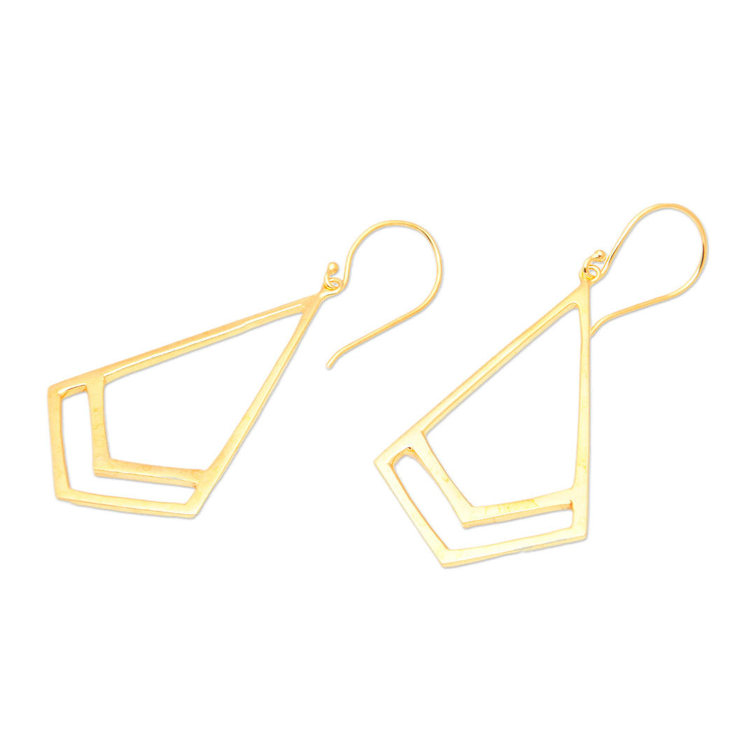 High Polished Geometric 18k Gold-Plated Dangle Earrings - Modern Victory