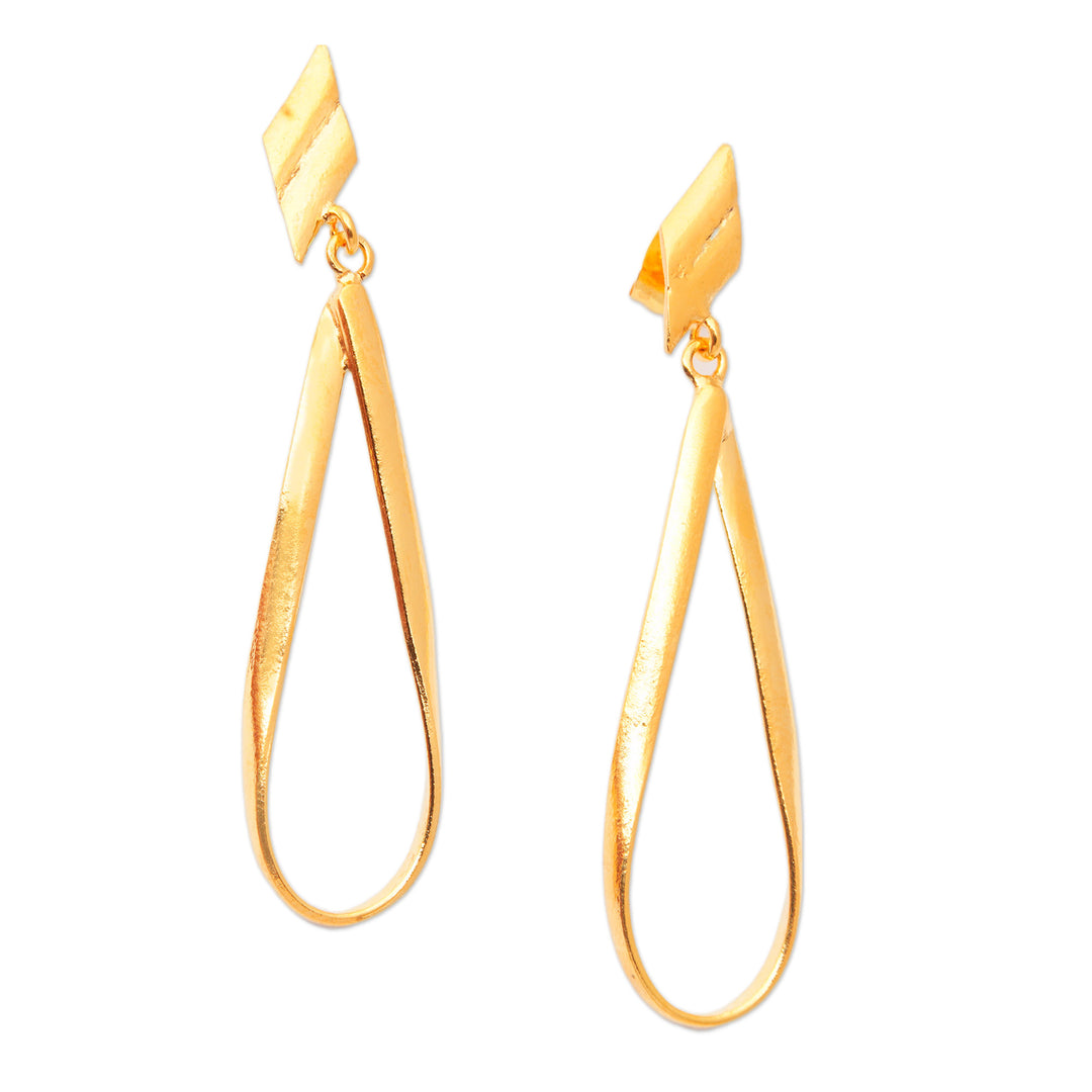 High Polished 18k Gold-Plated Dangle Earrings from Bali - Trendy Me