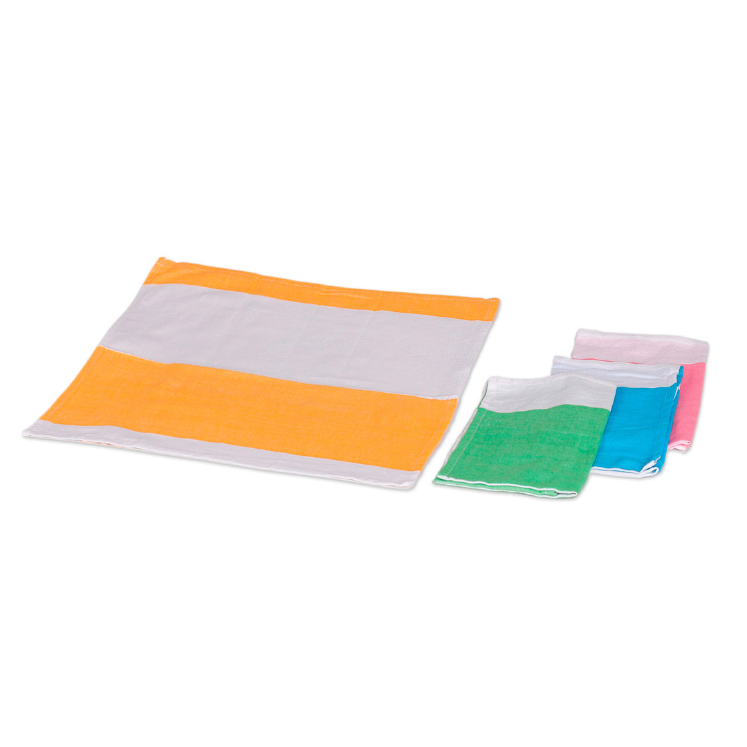 Set of 4 Handwoven Colorful Cotton Napkins - Colorful Meals